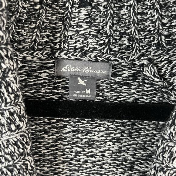 Eddie Bauer Sweater Womens Medium Gray Cotton Full Zip Cardigan Cowl Neck - Picture 9 of 12